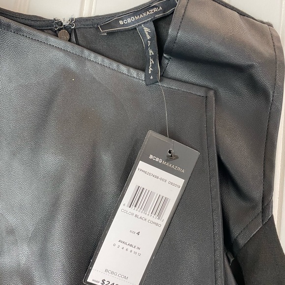 BCBGMaxazria Black Faux Leather Dress 4 NWT - Picture 8 of 9